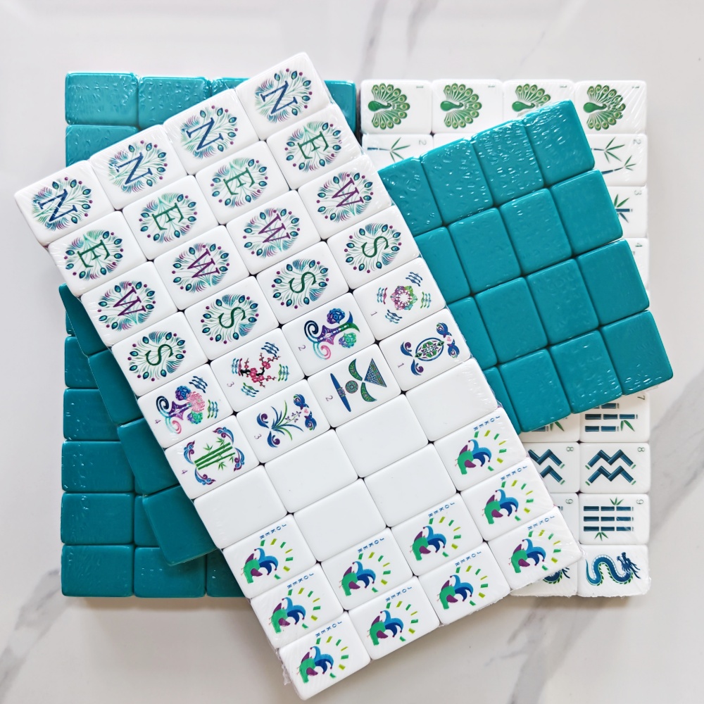 Board Game Mahjong - Hot Sale Luxury Engraved Lake Blue