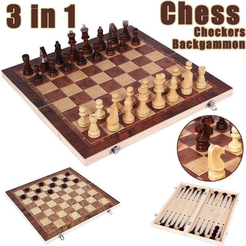 3 in 1 Chess Board, Folding Wo - Board Game Operation recension och pris