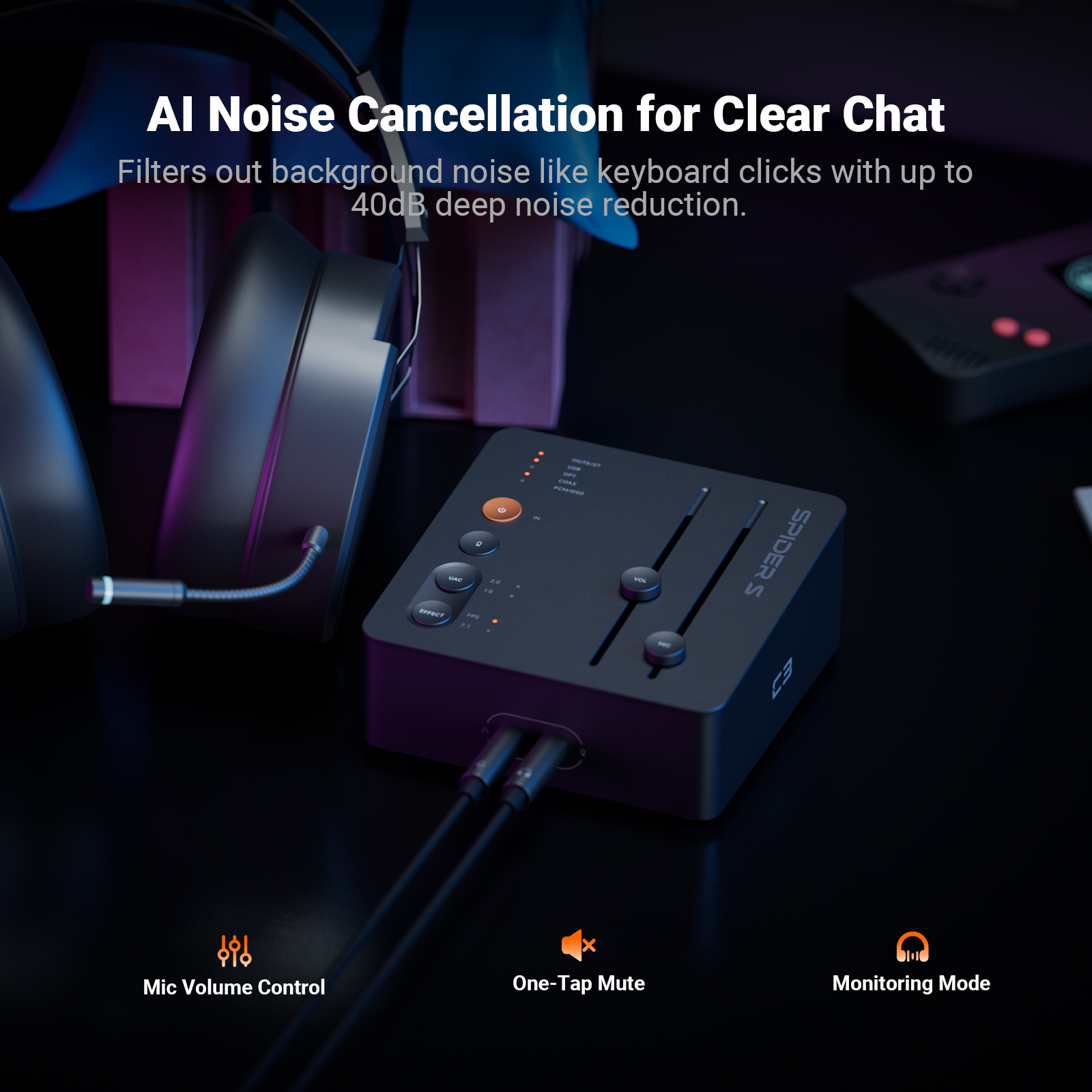 Fosi Audio C3 Gaming DAC Headp - Board Game With Chips recension och pris