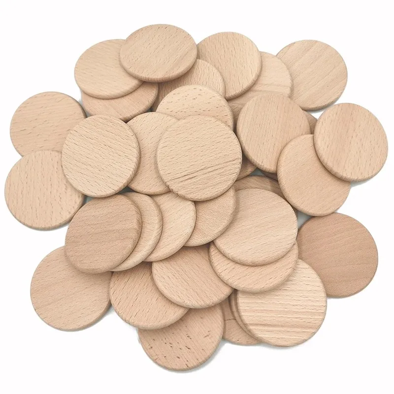 50PCS Round Unfinished Wood Cu - Board Game With Chips recension och pris