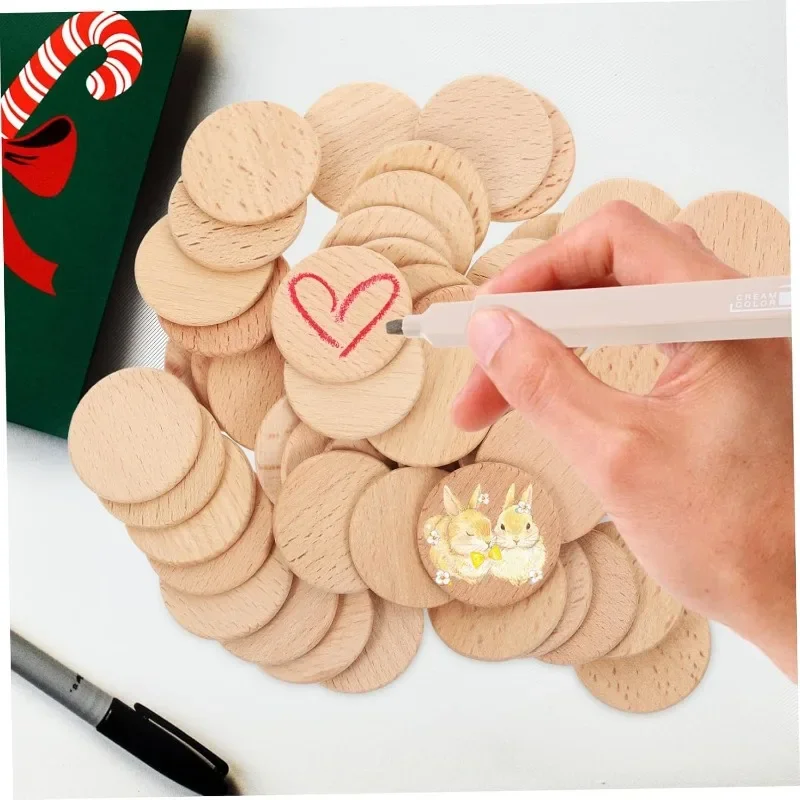 50PCS Round Unfinished Wood Cu - Board Game With Chips recension och pris