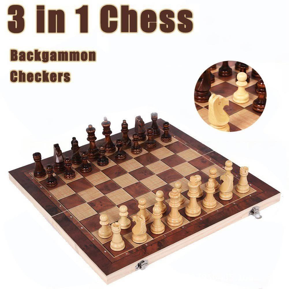 3 in 1 Wooden Chess Backgammon - Board Game Operation recension och pris