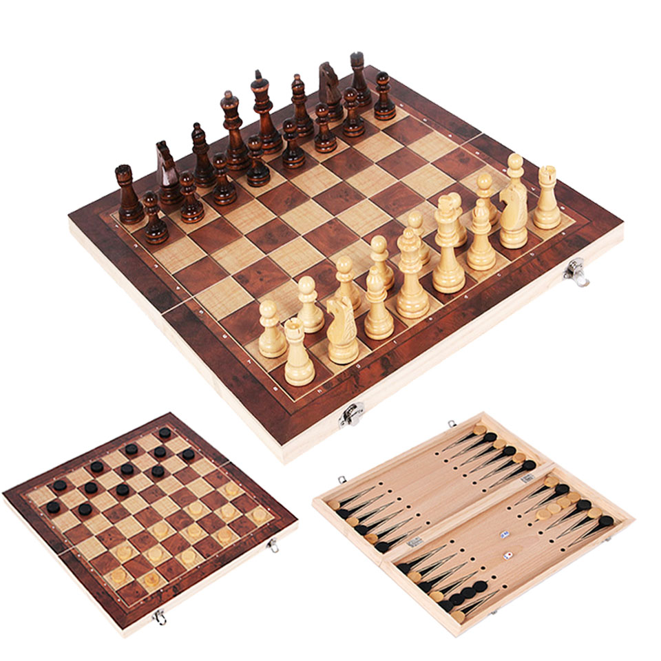 3 in 1 Wooden Chess Backgammon - Board Game Operation recension och pris