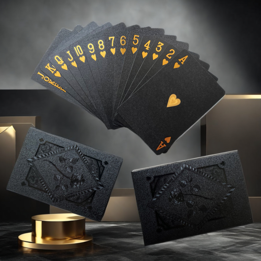 Color Black Gold Playing Card  - Board Game With Chips recension och pris